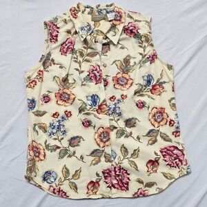 Liz Claiborne Lizwear Petite Floral Sleeveless Button-Up Blouse – Size 10‎